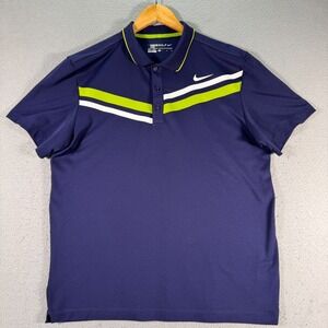 Nike Golf Sport Dri-Fit Polo Shirt Mens Large Blue Active‎ Lightweight Swoosh